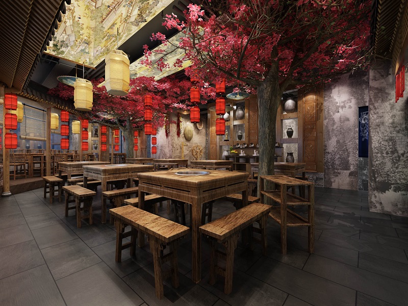 南昌某中式風格火鍋店裝修設計
